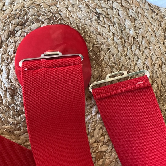 Red Rose elastic stretch belt with clip buckle, EUC - Picture 8 of 9